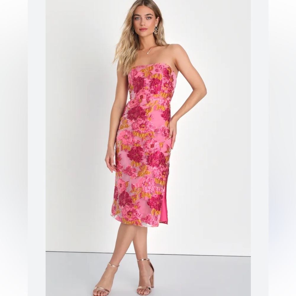 Lulu's Pink and Orange Midi Dress